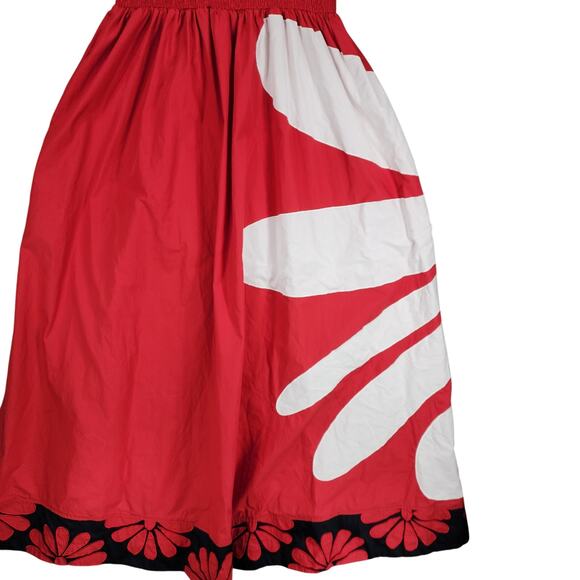 eShakti Maxi Flower Dress 1X 18W Red White Pocket Cotton Surplice Neck Smocked - Picture 11 of 11